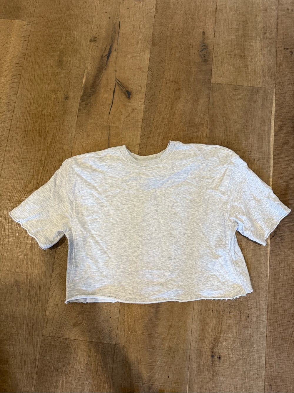 Zara Light Gray Ribbed Crewneck Sweatshirt